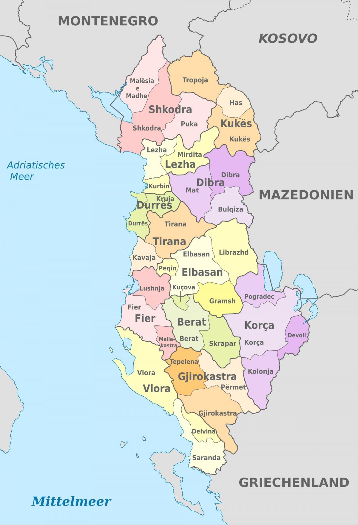 térkép Albán politikai
