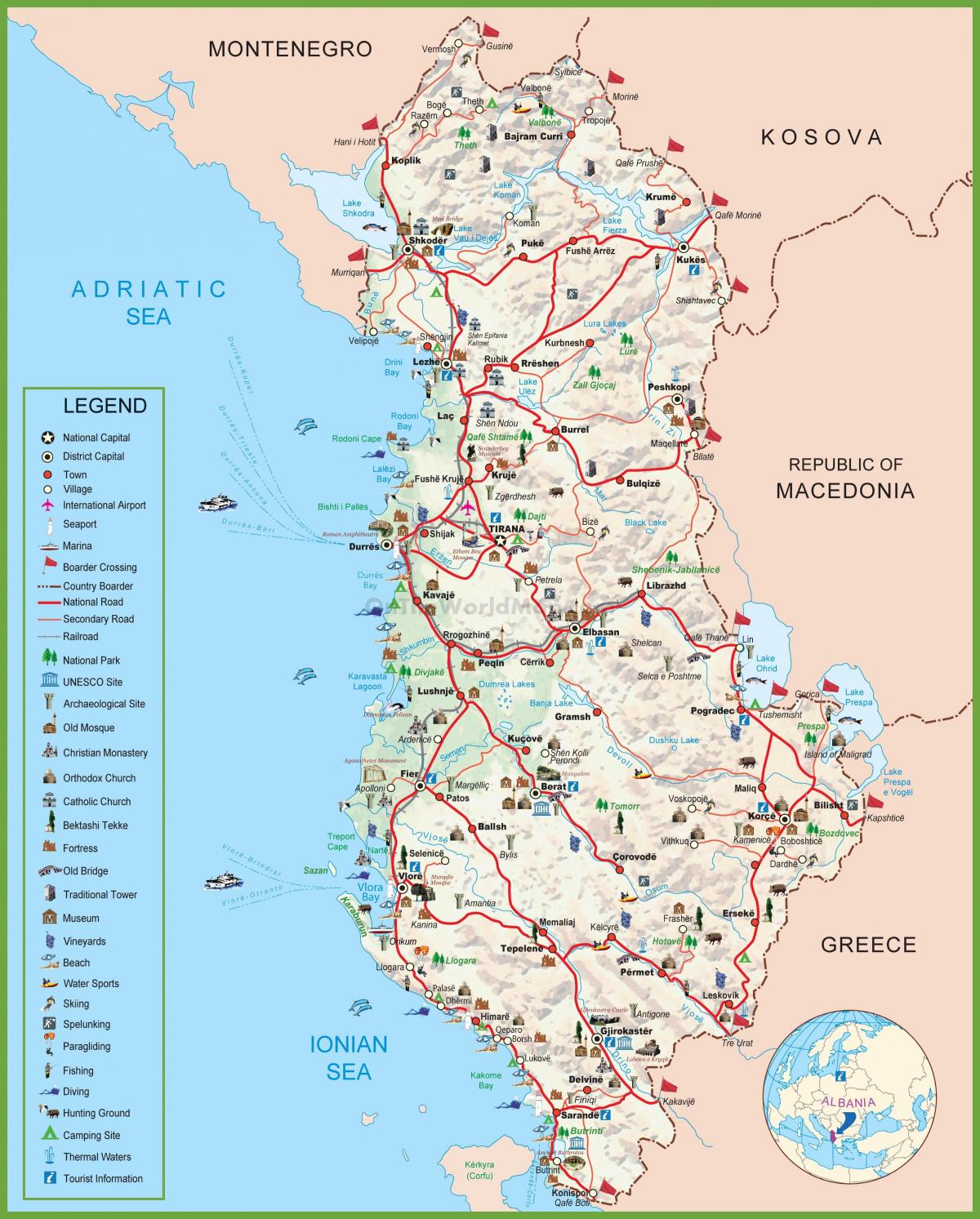 térkép shqiperia Albánia